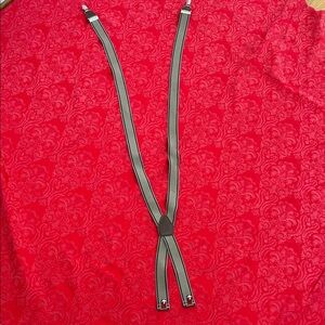 Stylish Taupe and Blue Women's Suspenders 1 1/4” wide Elastic